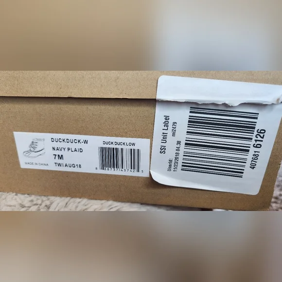 Portland Navy Plaid Duck Duck Boots Womens Size 7m Rain Snow Blue Gray - Picture 2 of 6